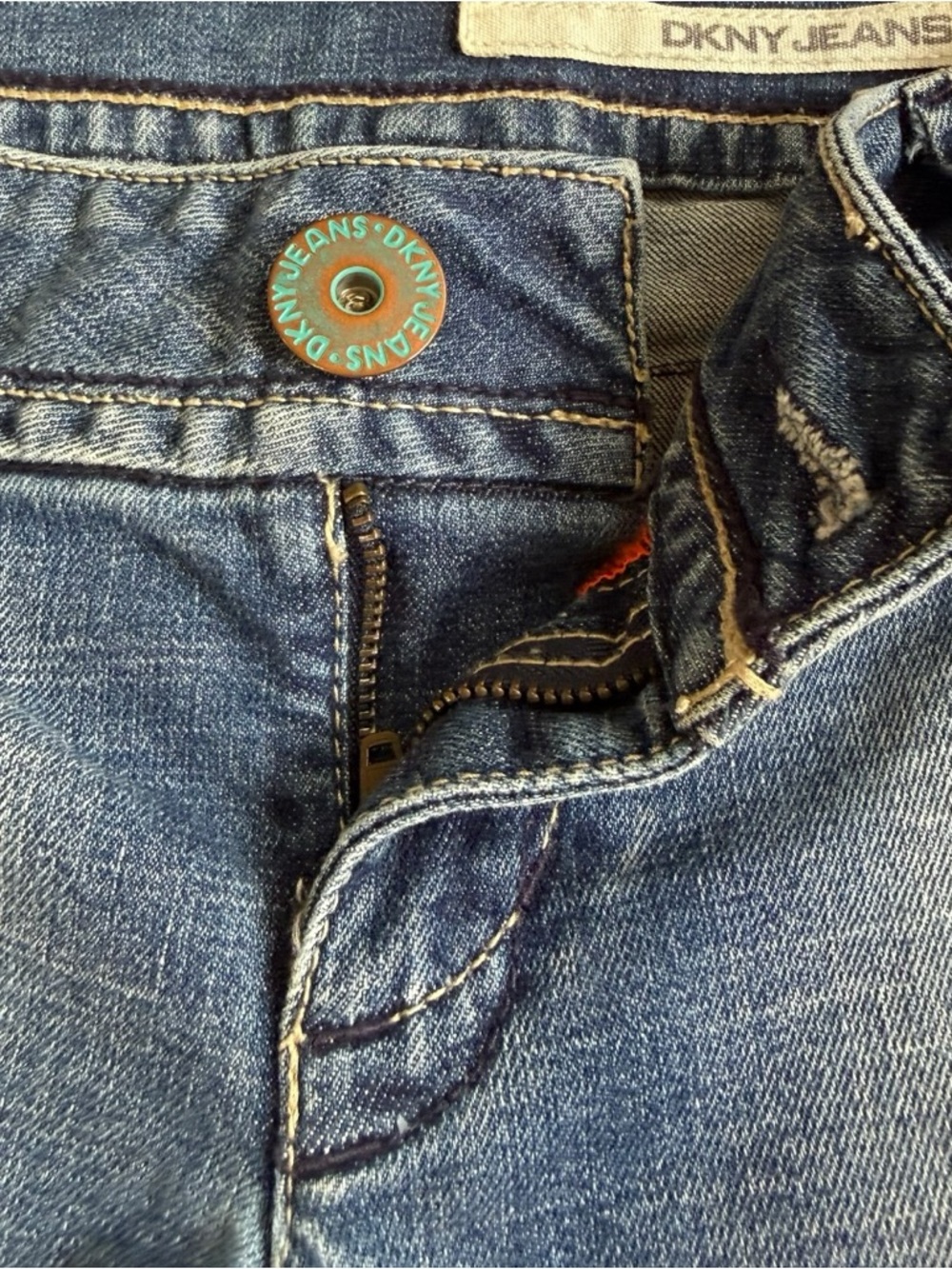 Dkny Women's Washed Blue Denim Bermuda Shorts - Picture 4 of 6